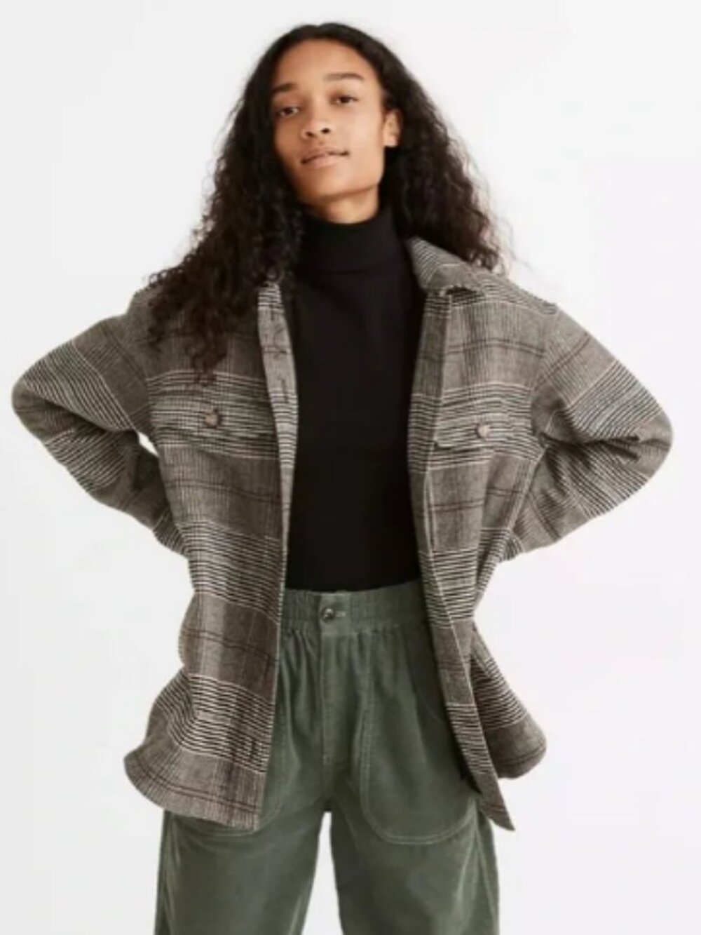Madewell Cohancy Plaid Bonded Flannel Shirt Jacket Shacket XS $138